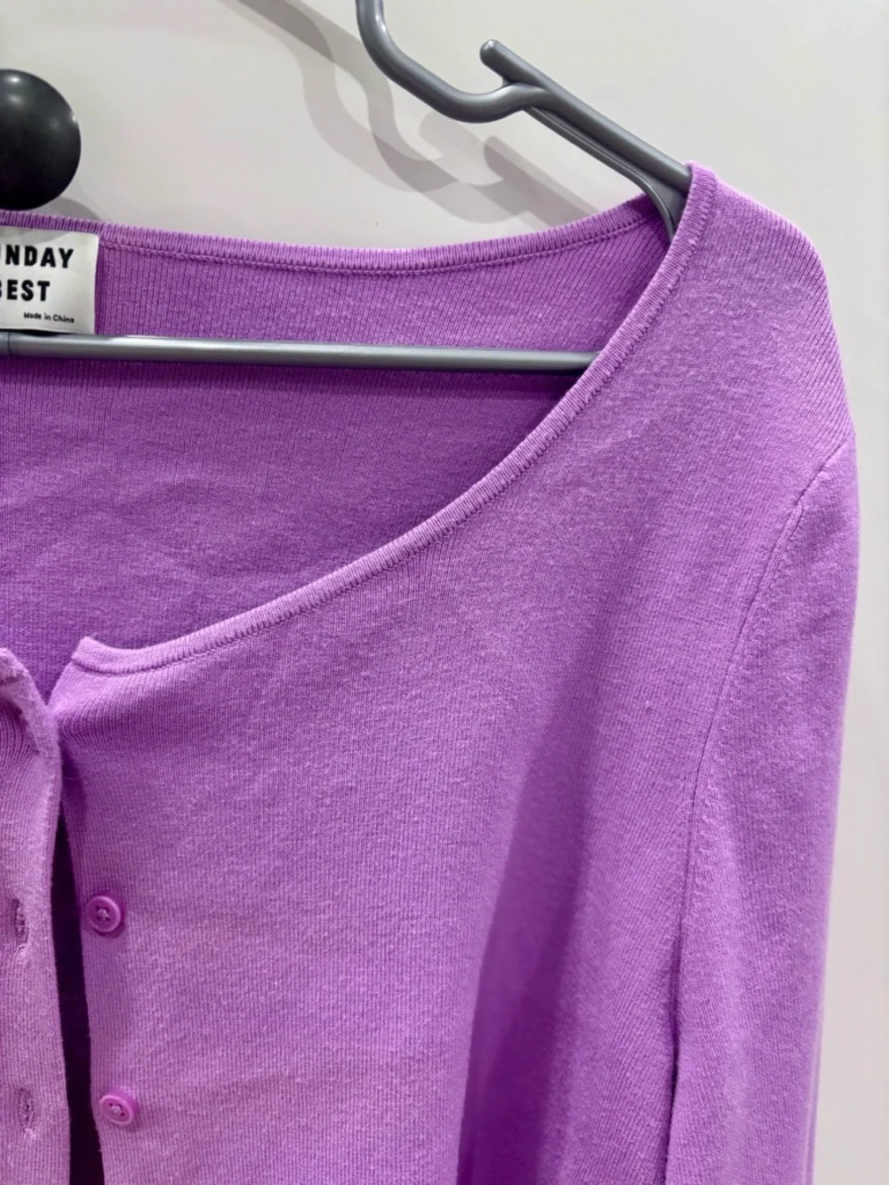 Sunday Best Lavender Cropped Button-Front Cardigan - Picture 3 of 9